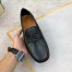Gucci Men's Drive Loafers in Black Leather with Cut-out Interlocking G