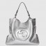Gucci Blondie Medium Tote Bag in Silver Metallic Leather