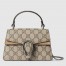 Gucci Dionysus Mini Top Handle Bag in GG Canvas with Taupe Suede