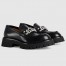 Gucci Women's Lug Sole Horsebit Loafers in Black Leather