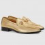 Gucci Women's Jordaan Loafers in Gold Metallic Leather with Crystals