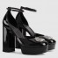 Gucci Platform Pumps in Black Patent Lether with Crystals G