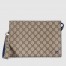 Gucci Portfolio Pouch in Beige Supreme Canvas with Blue Leather