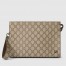 Gucci Portfolio Pouch in Beige Supreme Canvas with Brown Leather