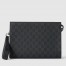 Gucci Portfolio Pouch in Black Supreme Canvas with Grey Leather