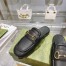 Gucci Women's Loafer Slippers in Black Leather with Horsebit
