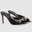 Gucci Horsebit Slide Sandals 85mm in Black Leather with Crystals