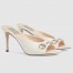 Gucci Horsebit Slide Sandals 85mm in White Leather with Crystals