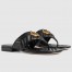 Gucci Women's GG Marmont Thong Sandals in Black Leather