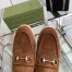 Gucci Men's Loafers with Horsebit in Brown Suede Leather