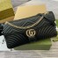 Gucci GG Marmont Large Shoulder Bag in Black Chevron Leather