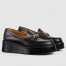 Gucci Women's Horsebit Wedge Loafers in Black Calfskin