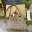 Gucci Small Tote Bag in Taupe Leather with GG Shadow