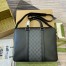 Gucci Medium Briefcase in Black Leather with GG Supreme Canvas