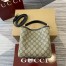 Gucci GG Emblem Mini Bucket Bag in Beige GG Canvas with Black Leather