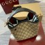 Gucci GG Emblem Mini Bucket Bag in Beige GG Canvas with Black Leather