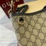 Gucci GG Emblem Mini Bucket Bag in Beige GG Canvas with Black Leather