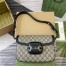 Gucci Horsebit 1955 Soft Small Shoulder Bag in GG Canvas with Black Leather