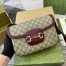Gucci Horsebit 1955 Soft Small Shoulder Bag in GG Canvas with Red Leather
