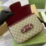 Gucci Horsebit 1955 Soft Small Shoulder Bag in GG Canvas with Red Leather