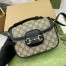 Gucci Horsebit 1955 Soft Mini Shoulder Bag in GG Canvas with Black Leather