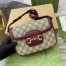 Gucci Horsebit 1955 Soft Mini Shoulder Bag in GG Canvas with Red Leather