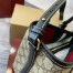 Gucci GG Emblem Small Tote Bag in Beige GG Canvas with Black Leather
