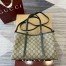Gucci GG Emblem Small Tote Bag in Beige GG Canvas with Black Leather