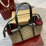 Gucci GG Emblem Small Tote Bag in Beige GG Canvas with Black Leather