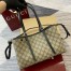 Gucci GG Emblem Small Tote Bag in Beige GG Canvas with Black Leather