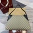 Gucci GG Emblem Medium Shoulder Bag in Beige GG Canvas with Black Leather