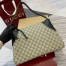 Gucci GG Emblem Medium Shoulder Bag in Beige GG Canvas with Black Leather