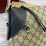 Gucci GG Emblem Medium Shoulder Bag in Beige GG Canvas with Black Leather