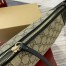 Gucci GG Emblem Medium Shoulder Bag in Beige GG Canvas with Black Leather