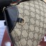 Gucci GG Emblem Small Shoulder Bag in Beige GG Canvas with Black Leather 