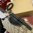 Gucci GG Emblem Small Shoulder Bag in Beige GG Canvas with Black Leather 