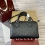 Gucci GG Emblem Small Top Handle Bag in Black GG Grainy Leather
