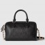 Gucci GG Emblem Small Top Handle Bag in Black GG Grainy Leather