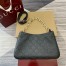 Gucci GG Emblem Small Shoulder Bag in Black GG Grained Leather