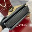 Gucci GG Emblem Small Shoulder Bag in Black GG Grained Leather