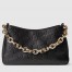 Gucci GG Emblem Small Shoulder Bag in Black GG Grained Leather