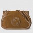 Gucci Blondie Small Shoulder Bag with Enamel G in Brown Suede Leather