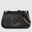 Gucci Blondie Small Shoulder Bag with Enamel G in Black Leather