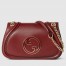 Gucci Blondie Small Shoulder Bag with Enamel G in Red Leather