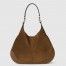 Gucci B Medium Shoulder Bag in Brown Suede Leather