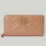 Gucci GG Marmont Zip Around Wallet In Rose Beige Matelasse Leather
