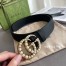 Gucci Pearl Double G Belt 38MM in Black Leather