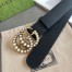 Gucci Pearl Double G Belt 38MM in Black Leather