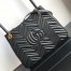 Gucci GG Marmont Medium Chain Shoulder Bag in Black Chevron Leather