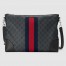 Gucci Messenger Bag in Black GG Supreme Canvas with Web